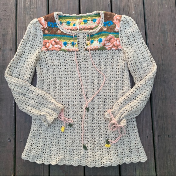 Free People Sweaters - Free People Wool Blend Knit Crochet Top Sweater Small